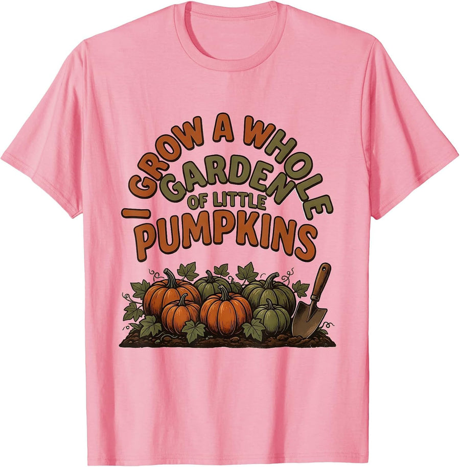I Grow a Whole Garden of Little Pumpkins Vintage Teacher T-Shirt, Men, Pink, Large - As Pictured