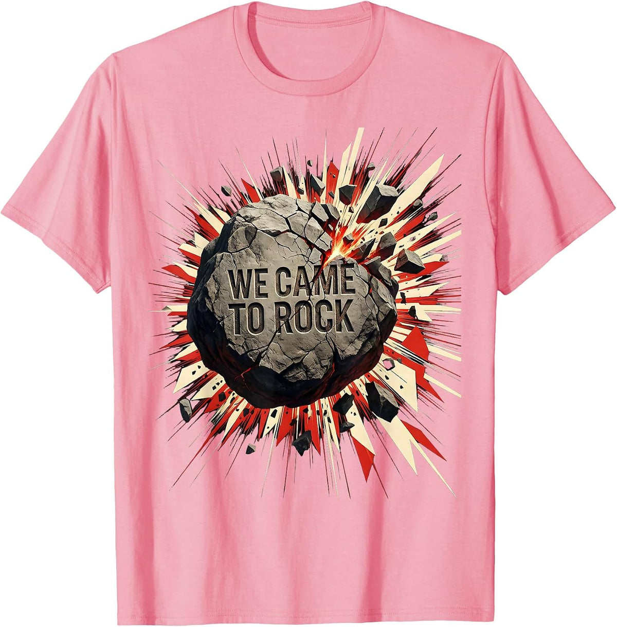 Men's We Came To Rock Bold Music Graphic Design T-Shirt - Pink