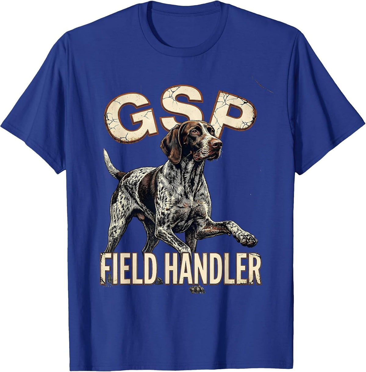 Men's GSP Field Handler Distressed German Shorthaired Pointer Dog T-Shirt - Royal Blue
