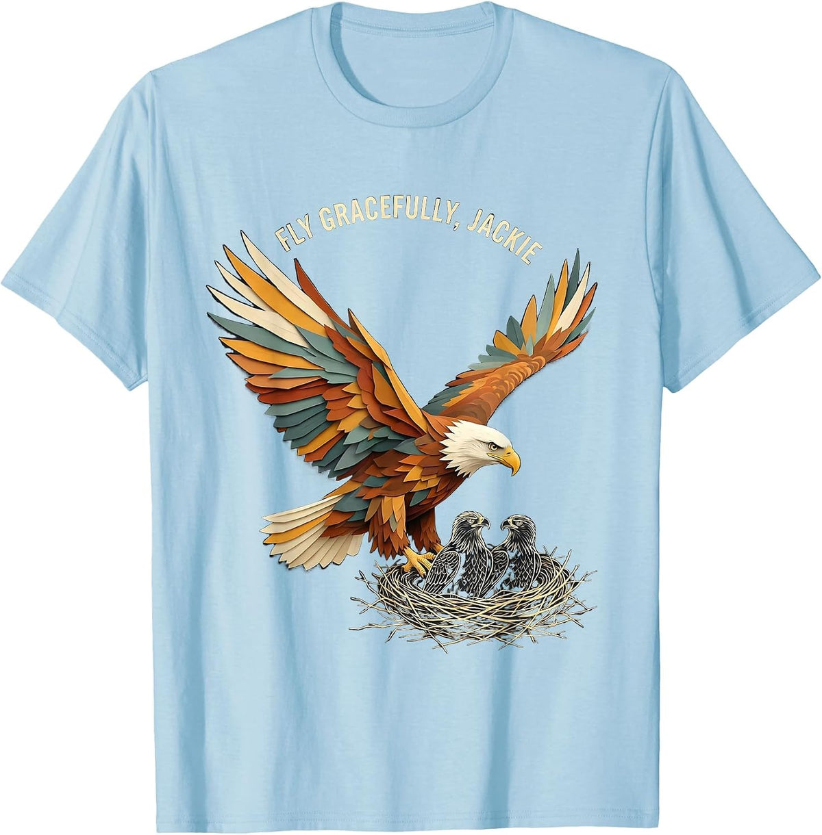 Fly Gracefully, Jackie Memorial Bald Eagle Tribute Wildlife T-Shirt - Baby Blue