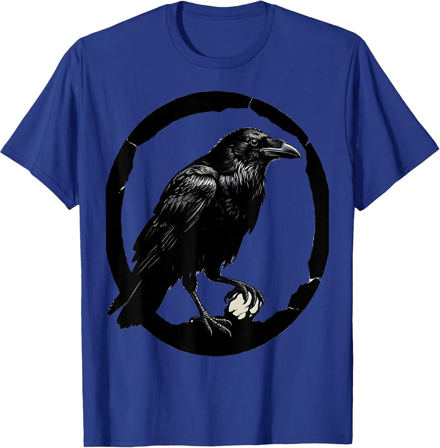 Black Raven Silhouette Dark Humor Gothic Bird Lover T-Shirt - Royal Blue