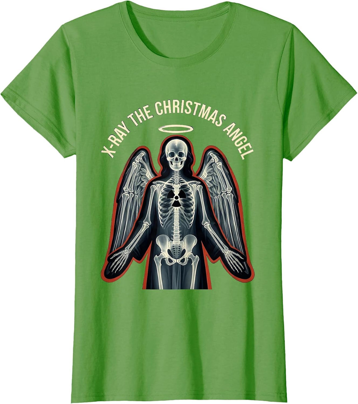 Women's X-Ray The Christmas Angel Funny Radiology Tech Christmas T-Shirt - Grass Green