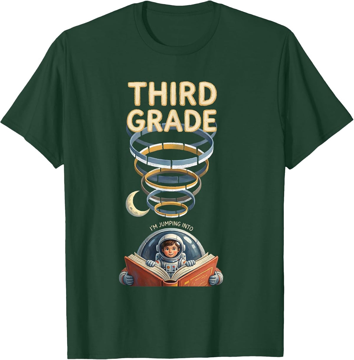Men's I'm Jumping Into Third Grade Playful Back To School T-Shirt - Dark Green