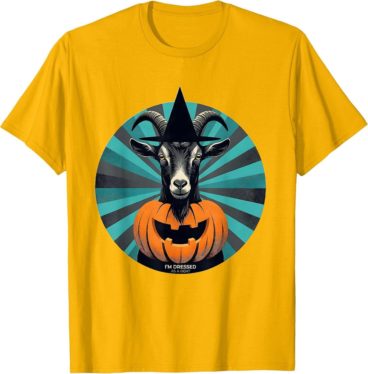 I'm Dressed as a Goat Midcentury Modern Halloween Witch Hat T-Shirt - Golden Yellow