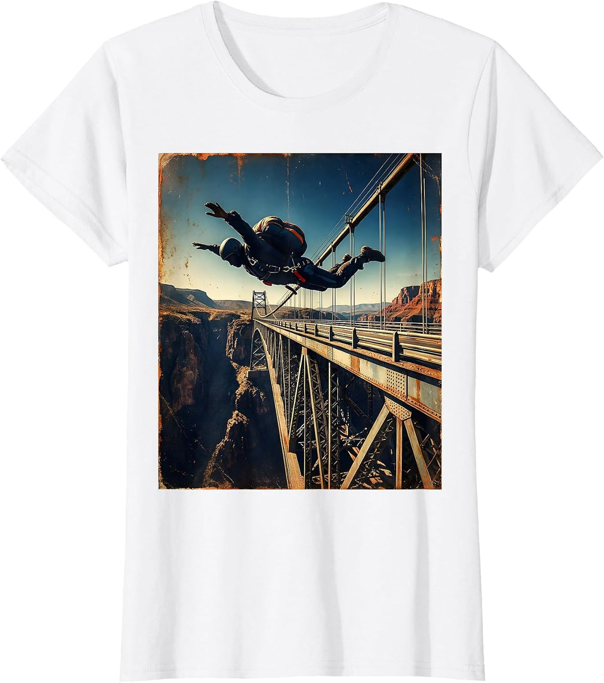 Falls Out Balls Out BASE Jumper Bridge Leap T-Shirt - White