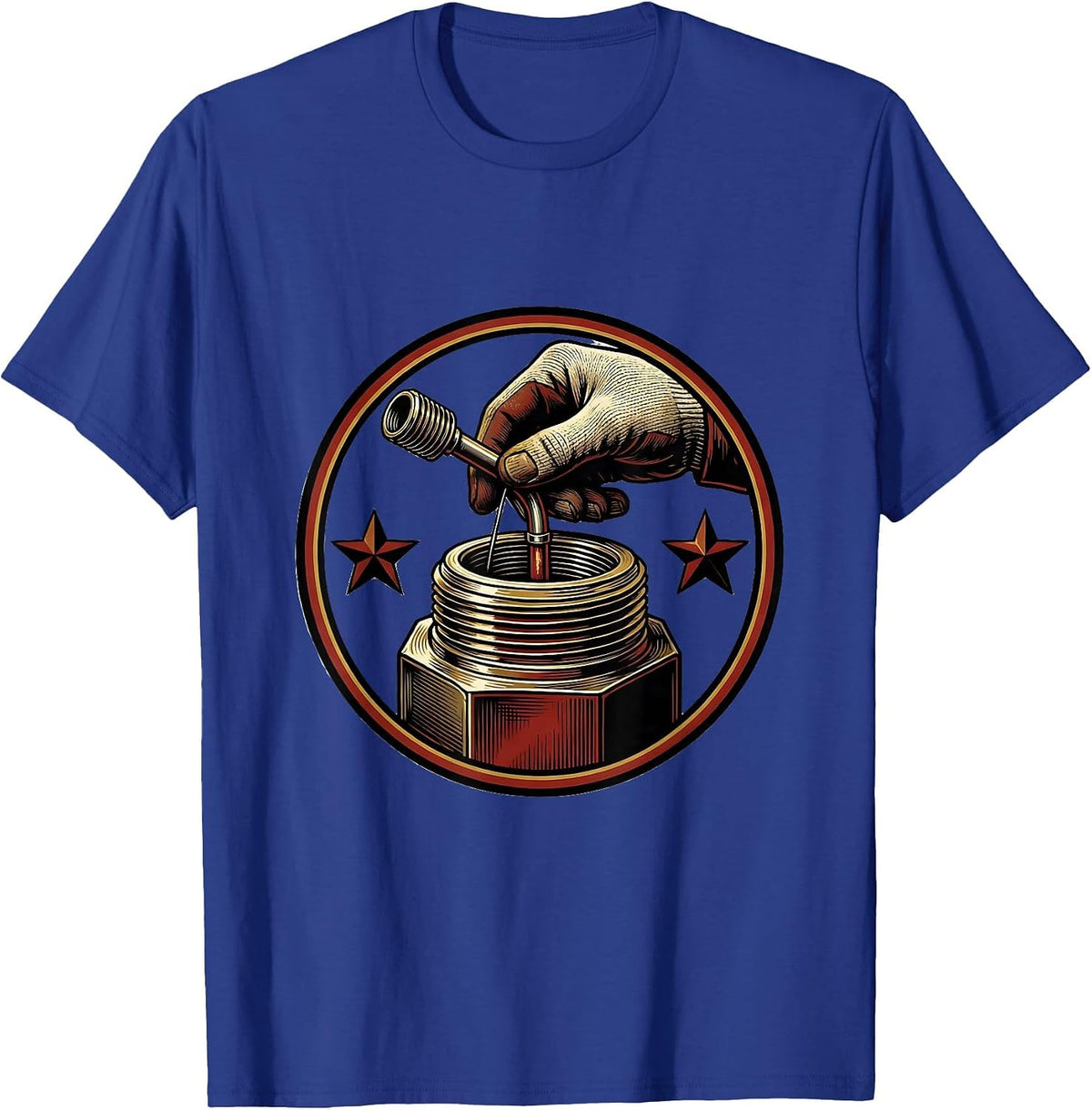 Men's Sealed Pipe Union Badge Funny Plumber Pipefitter Occupation T-Shirt - Royal Blue