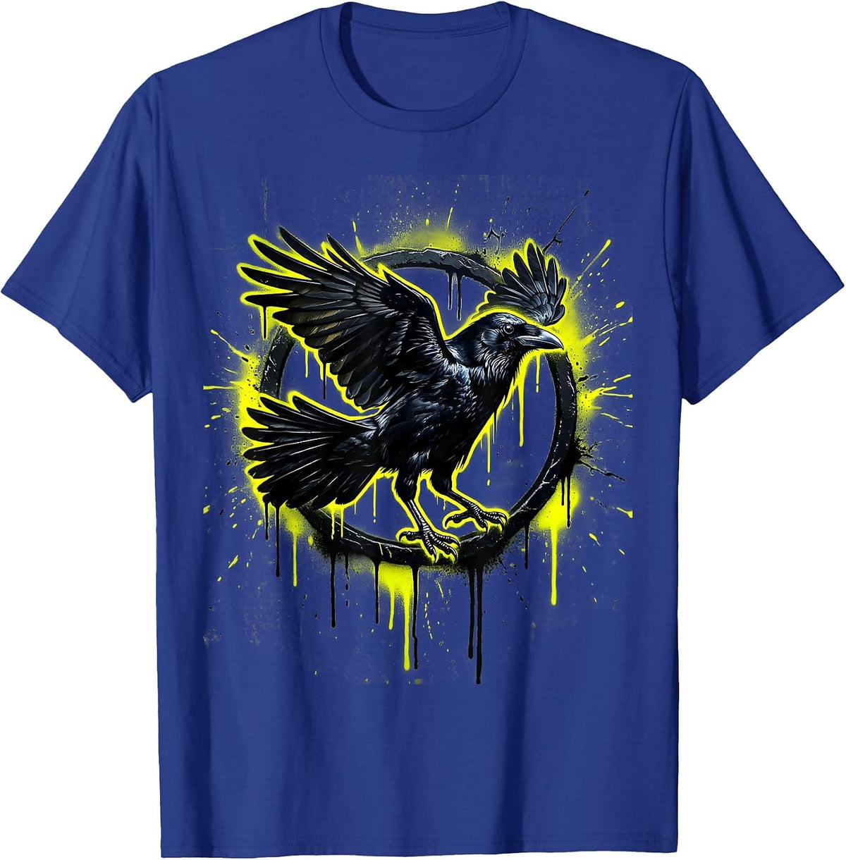 Men's Angry Crow Strutting Away Funny Bird Graphic T-Shirt - Royal Blue