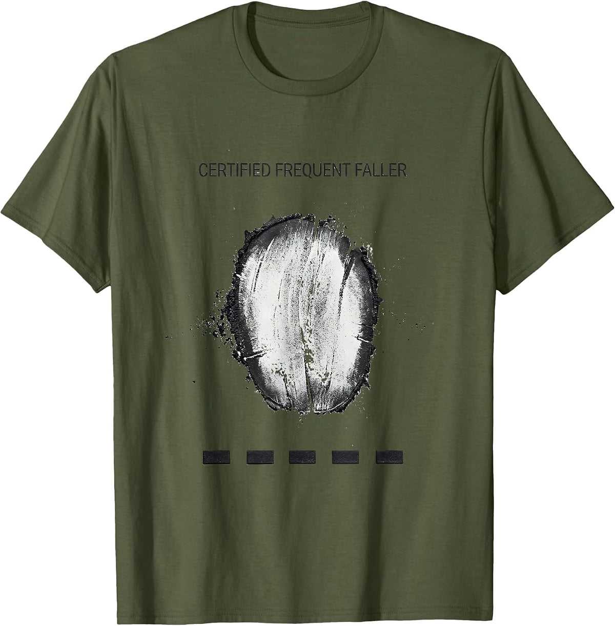 Men's Certified Frequent Faller Funny Rock Climbing Bouldering T-Shirt - Olive Green