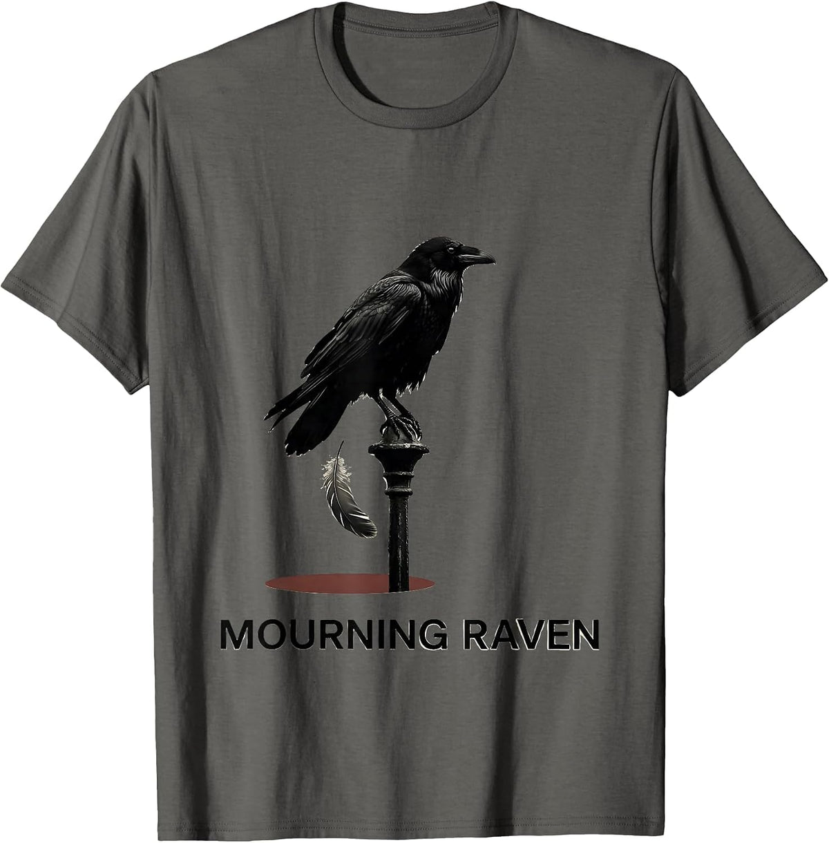 Men's Mourning Raven Minimalist Gothic Raven Lover Vintage T-Shirt - Asphalt Grey