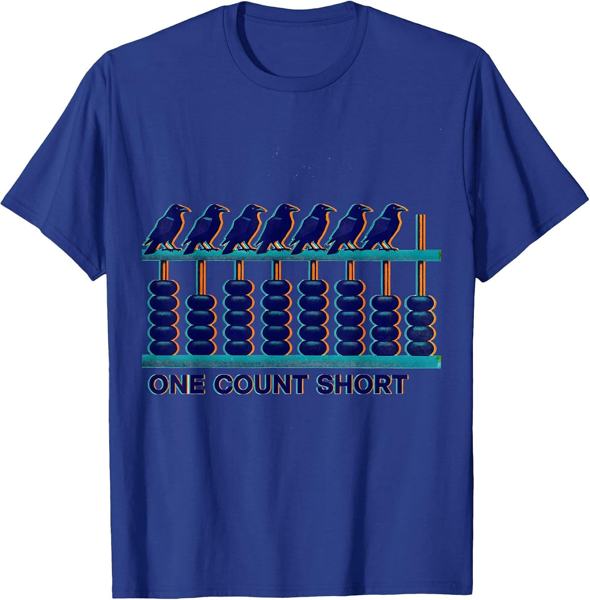 Men's Murder, One Count Short Risograph Crow Pun Bird Lover Humor T-Shirt - Royal Blue