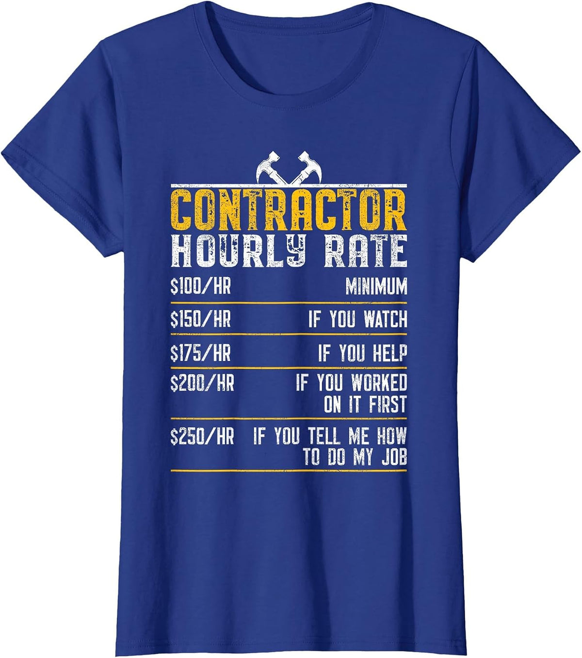 Contractor Hourly Rate Handyman Labor Rates Funny Repairman T-Shirt - Royal Blue