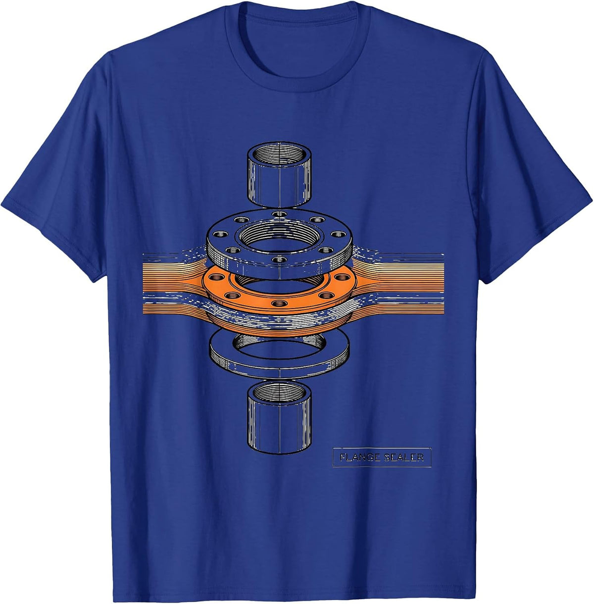 Men's Flange Sealer Exploded Pipe Flange Plumbing Humor Gift T-Shirt - Royal Blue