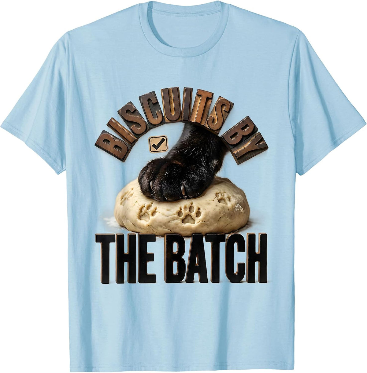 Men's Biscuits By The Batch Funny Black Cat Bakery Pet Lover Humor T-Shirt - Baby Blue