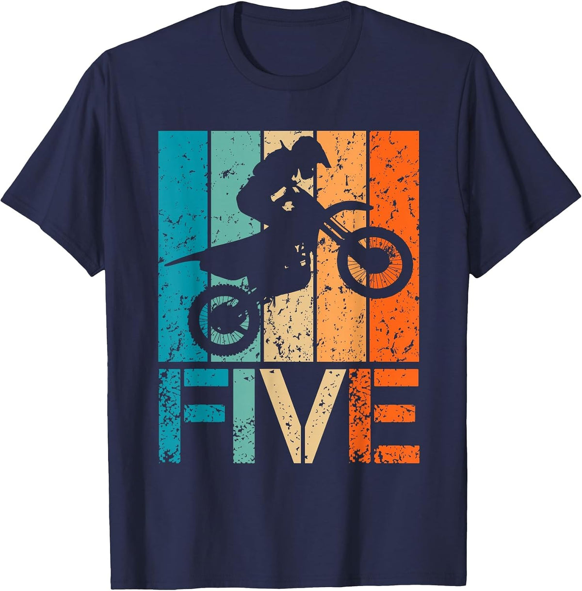 Dirt Bike 5th Motocross Birthday 5 Year Old 5yr Boys Girls T-Shirt - Navy Blue