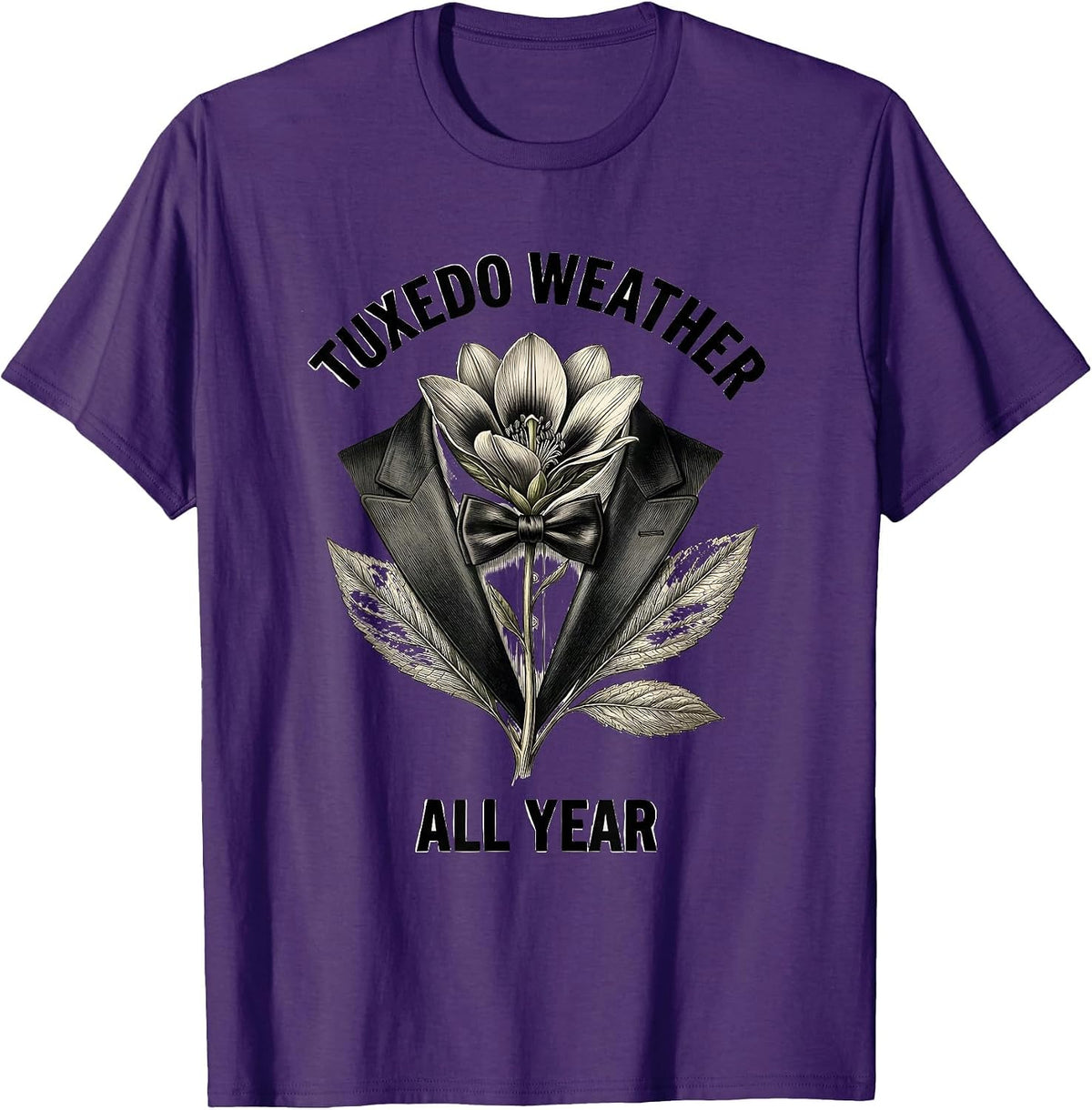 Tuxedo Weather All Year Formal Style Design T-Shirt - Purple