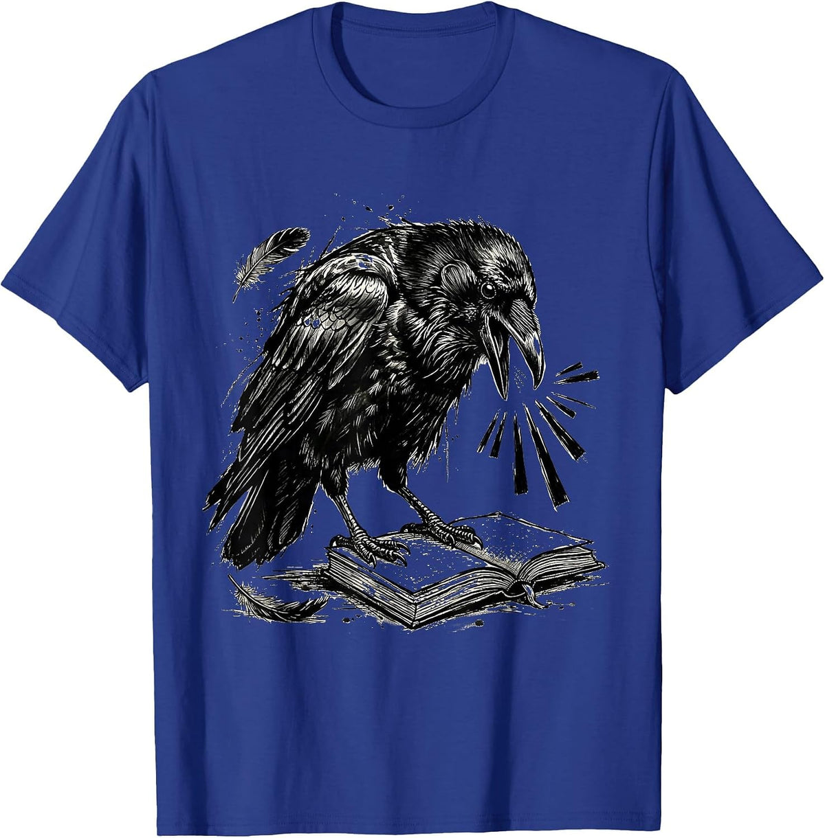 Men's Hunched Crow Gothic Bird-Watcher Dark Humor T-Shirt - Royal Blue