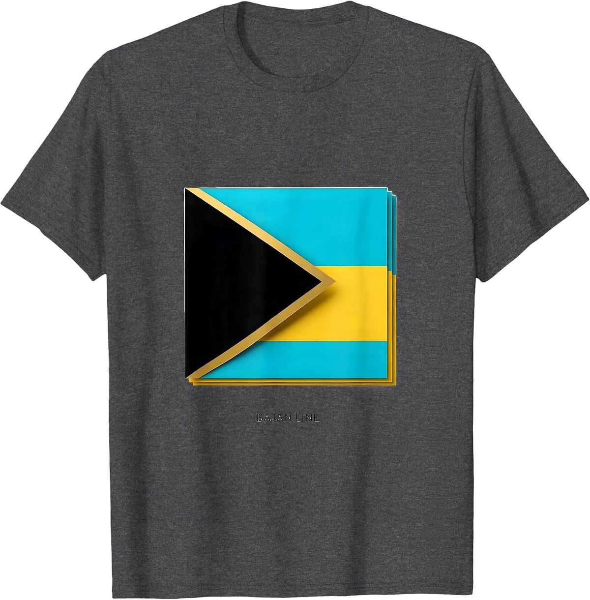 Bajan Line Patriotic Caribbean Flag Pride Souvenir T-Shirt - Dark Heather Grey