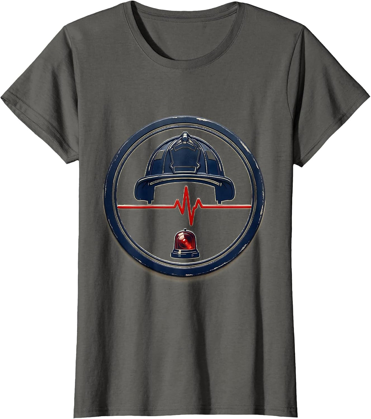 Women's Paramedic Badge ECG Pulse Line Humor EMS Worker T-Shirt - Asphalt Grey