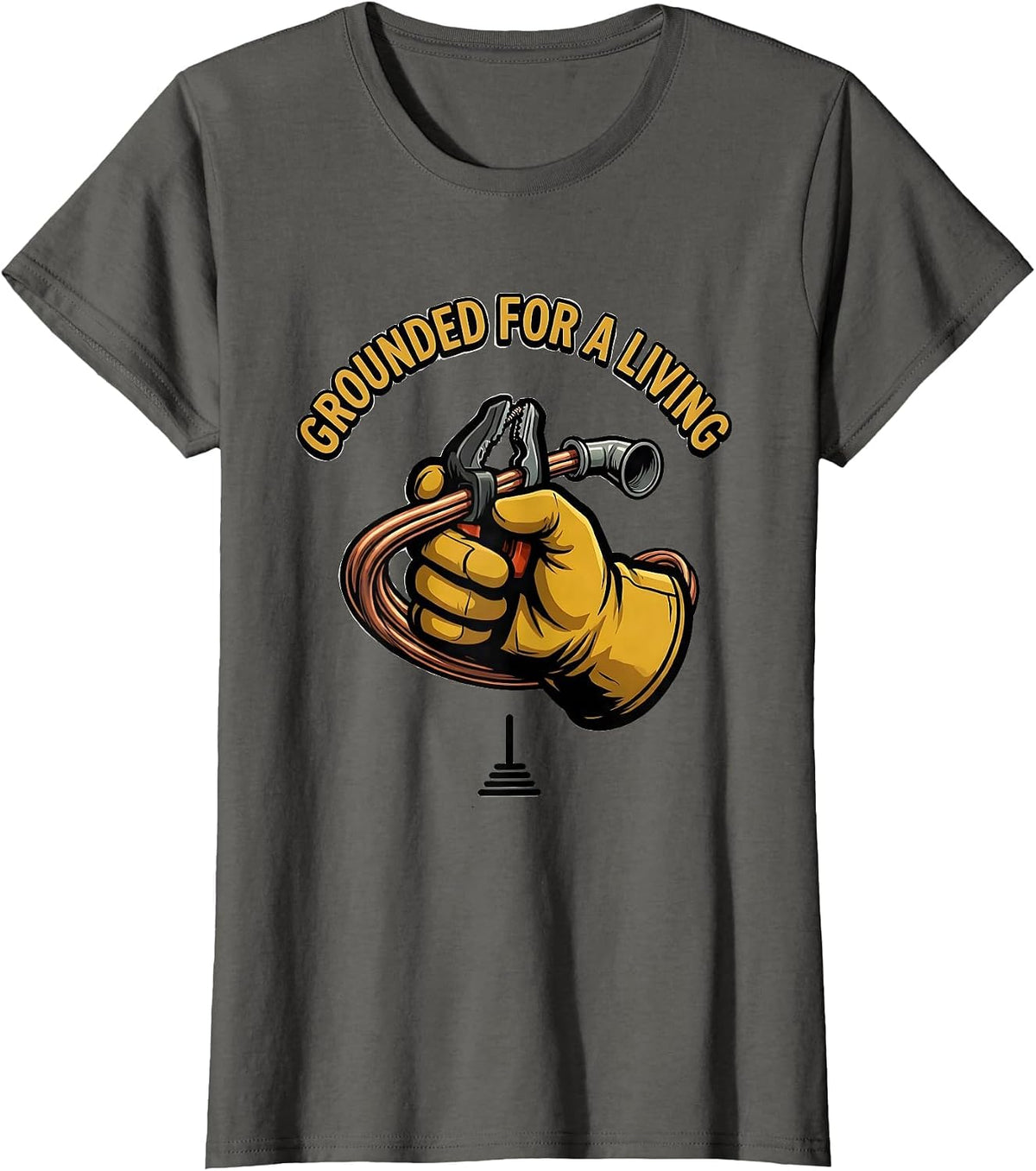 Women's Grounded For A Living Funny Electrician Gift Trade Humor T-Shirt - Asphalt Grey
