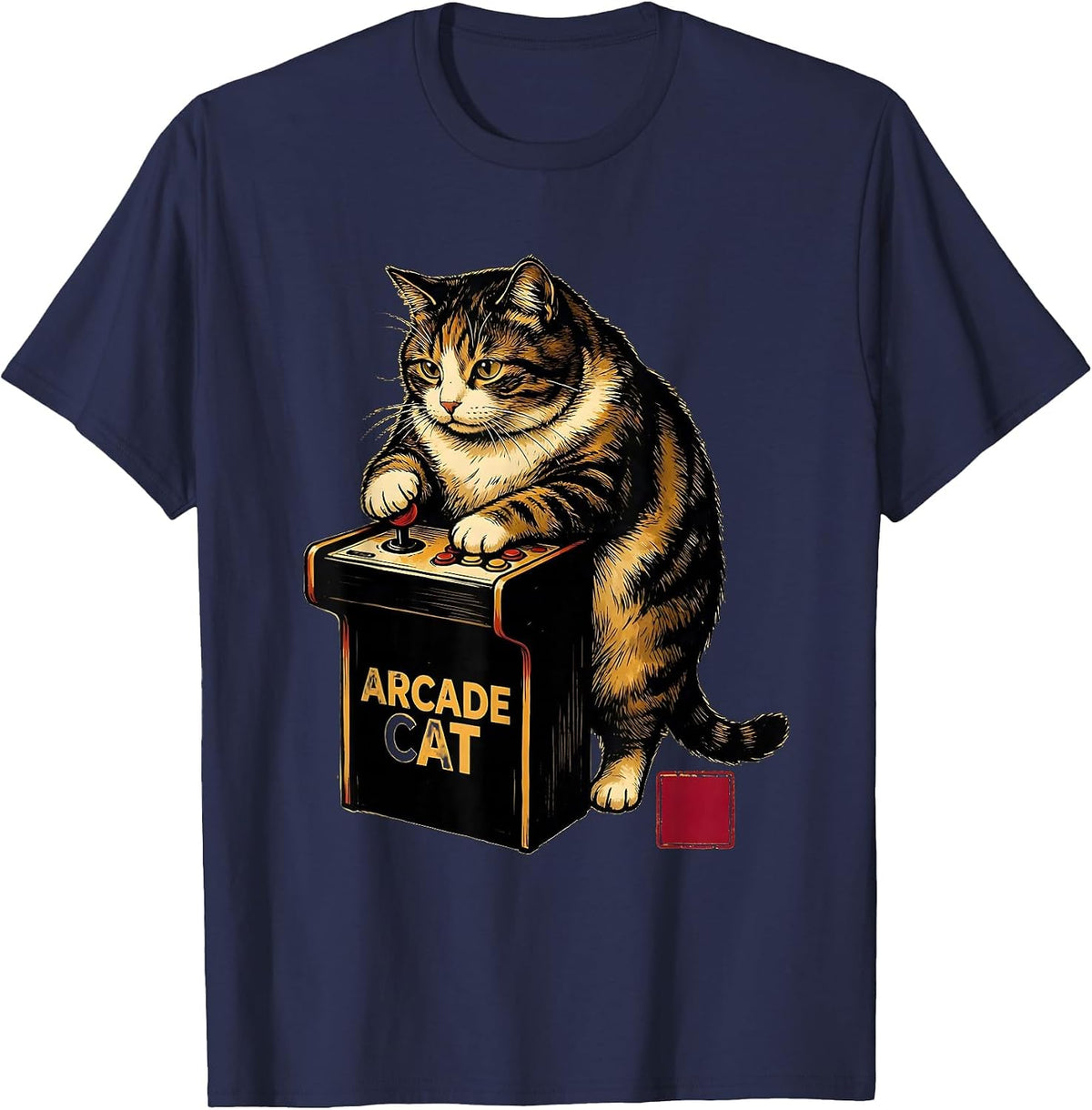 Men's Arcade Cat Playful Japanese Anime Cat Gamer Gift T-Shirt - Navy Blue