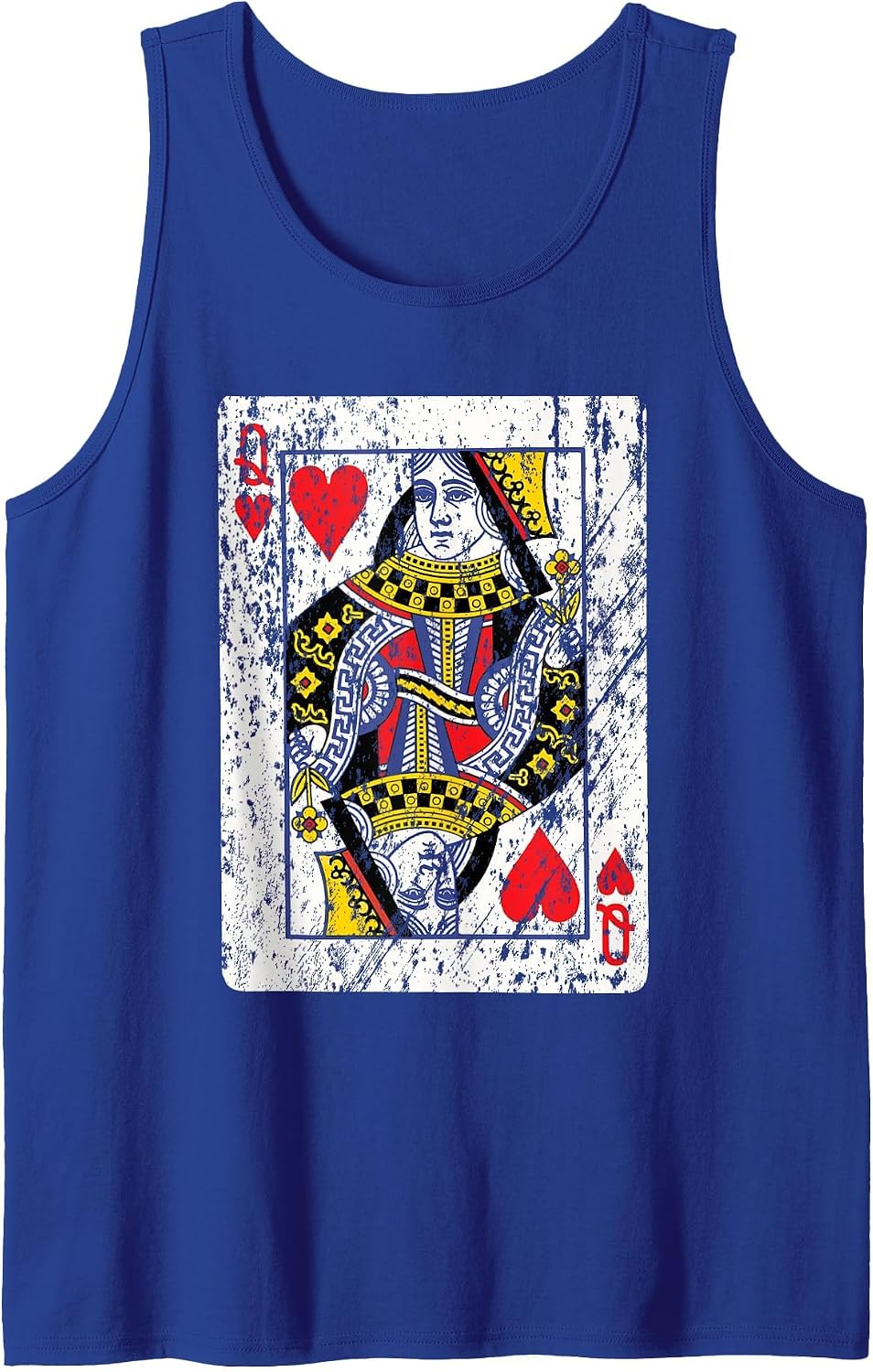 Playing Card Queen of Hearts Tank Top - Royal Blue