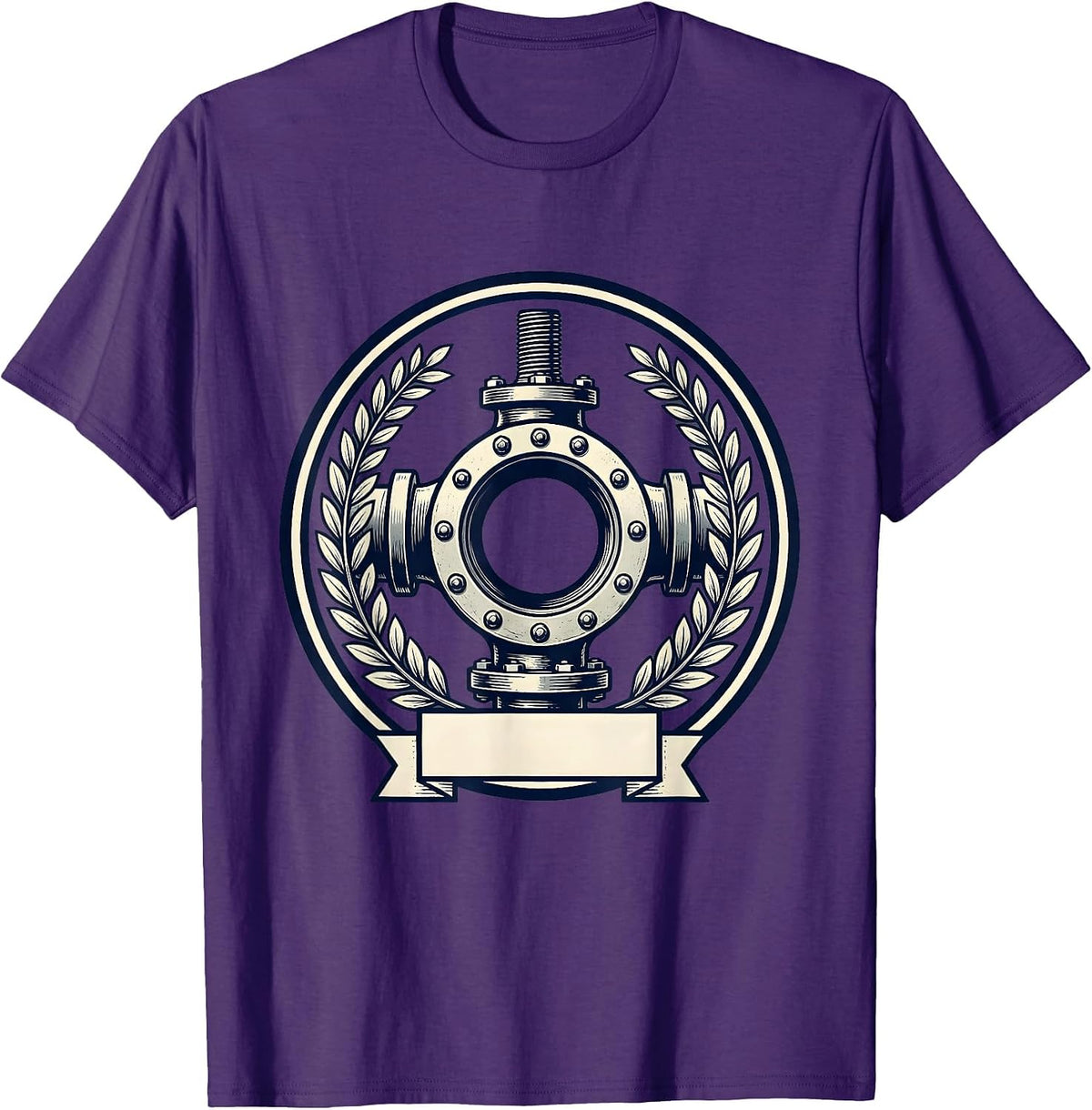 Men's Sealed Pipe Flange Emblem Funny Plumber Pipefitter Humor T-Shirt - Purple