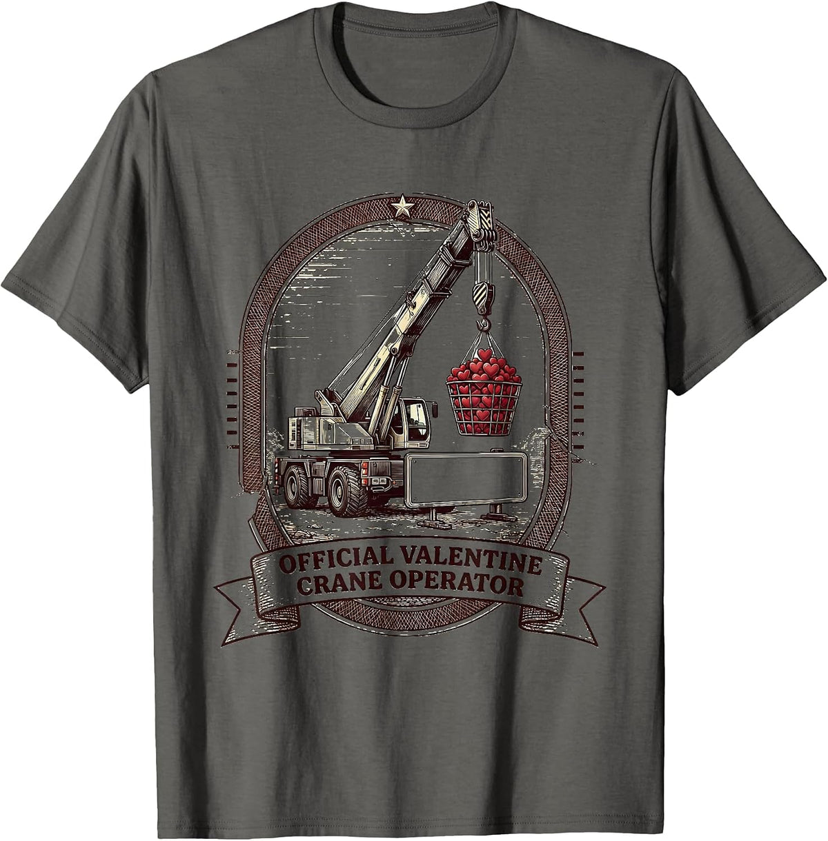 Men's Official Valentine Crane Operator Funny Toddler Boy T-Shirt - Asphalt Grey