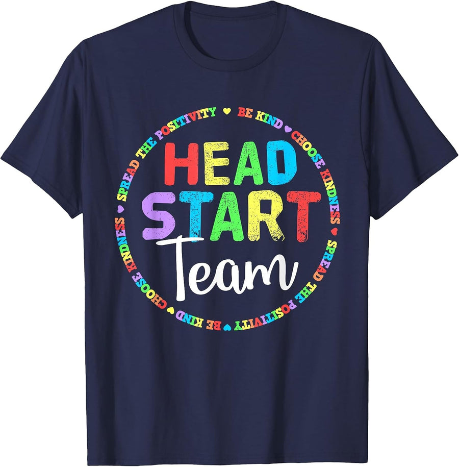 Teacher Early Childhood Education Preschool Head Start Crew T-Shirt - Navy Blue