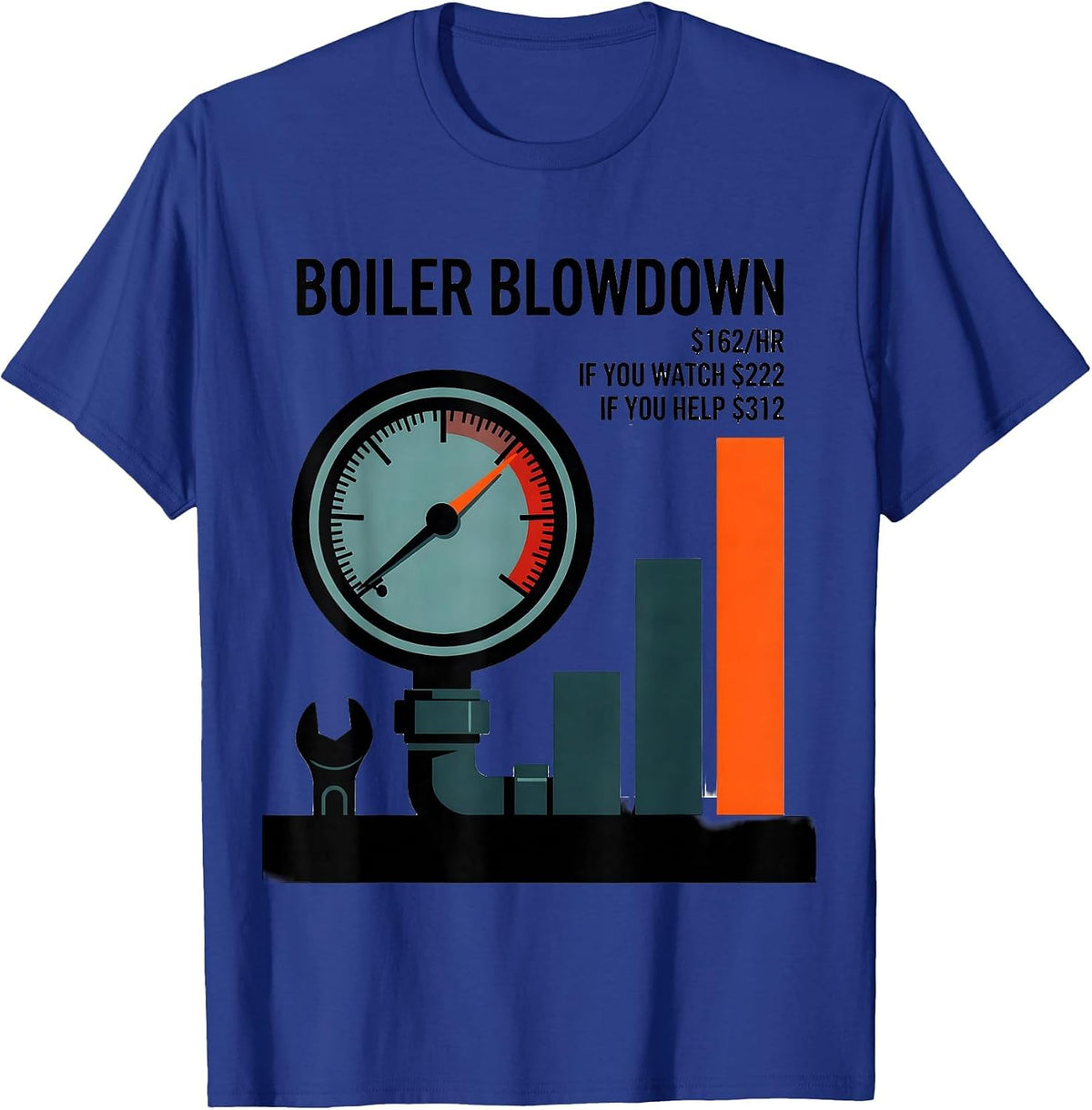 Boiler Blowdown Funny Plumber Hourly Rate Trade Humor T-Shirt - Royal Blue