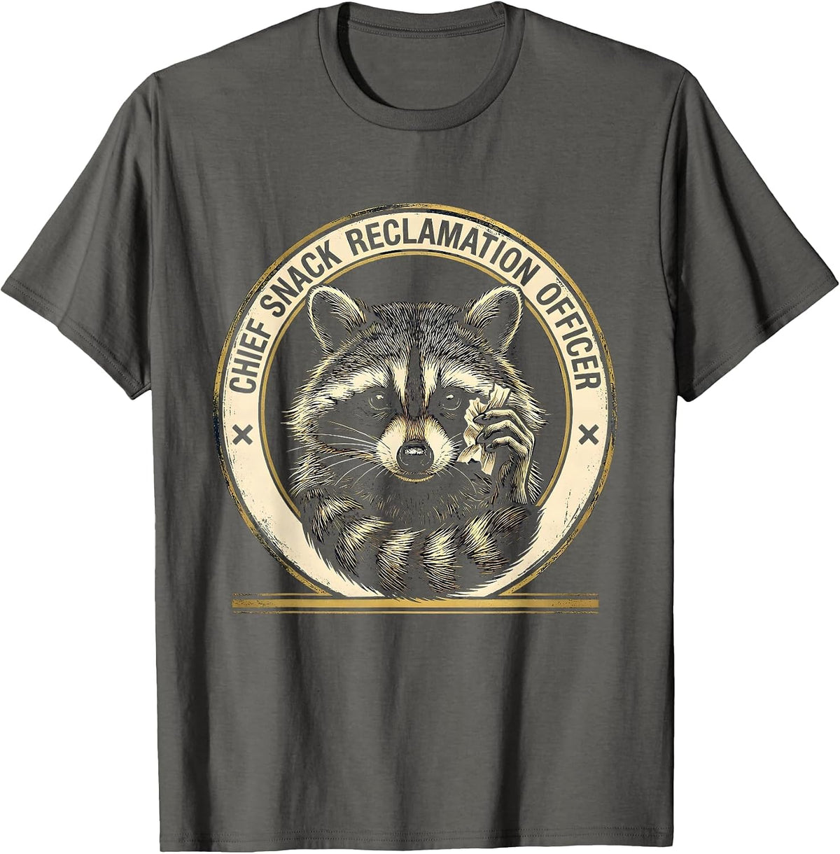 Men's Chief Snack Reclamation Officer Funny Raccoon Trash Panda T-Shirt - Asphalt Grey