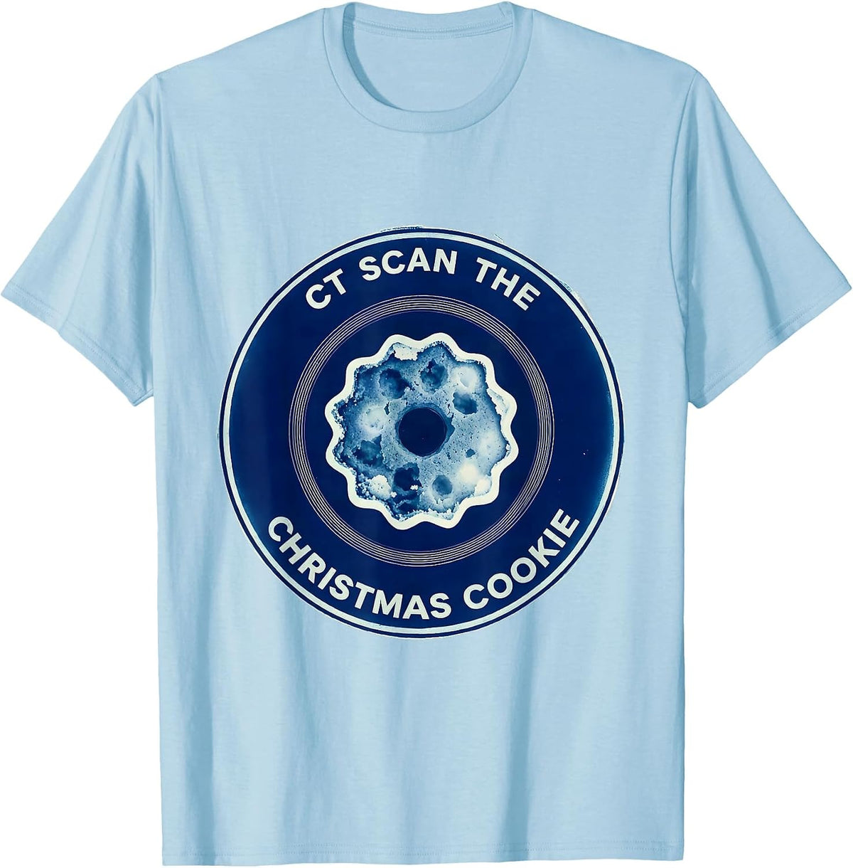 Men's CT Scan The Christmas Cookie Cyanotype Radiology Tech Humor T-Shirt - Baby Blue