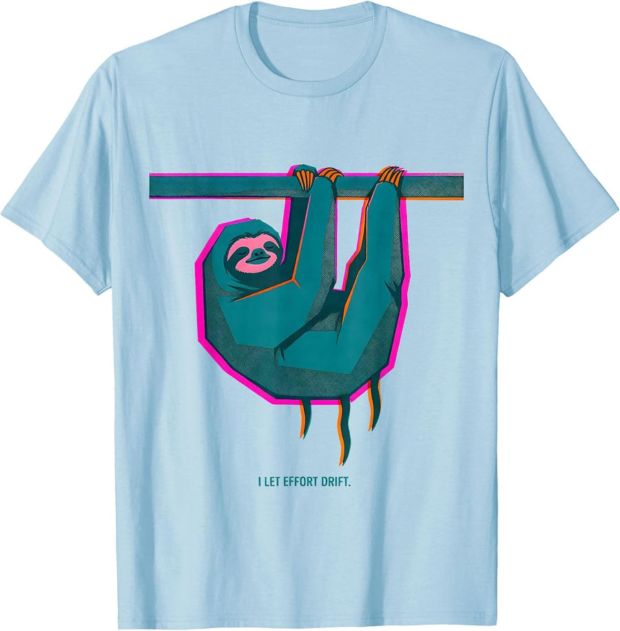 Men's I Let Effort Drift Funny Sloth Humor Novelty Gift T-Shirt - Baby Blue