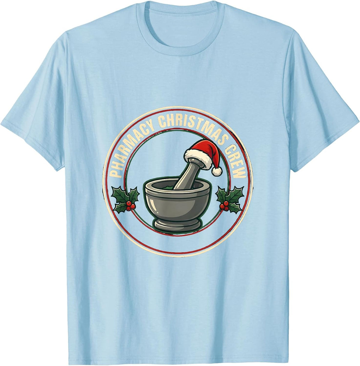 Men's Pharmacy Christmas Crew Funny Pharmacist Tech Holiday Squad T-Shirt - Baby Blue