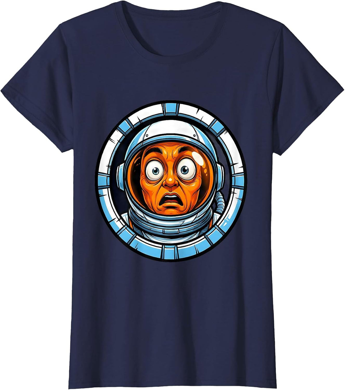 Women's Astronaut Helmet 67 Visor Reflection Graphic T-Shirt - Navy Blue