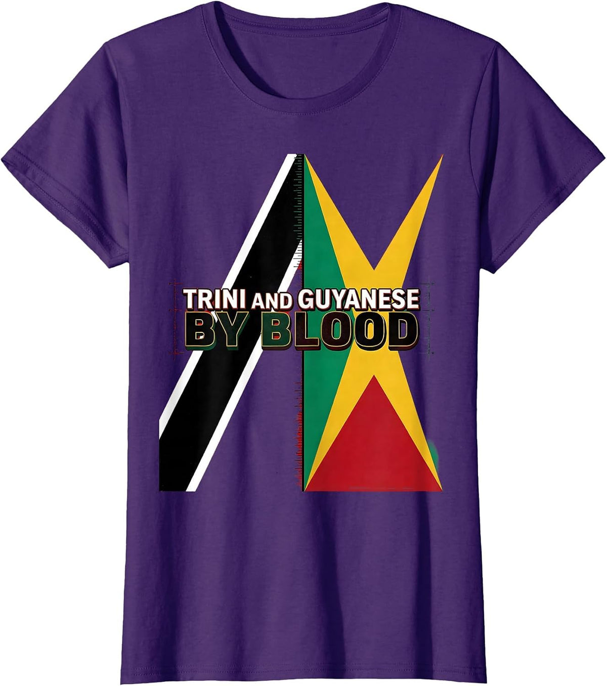 Women's Trini and Guyanese By Blood National Pride Heritage Gift T-Shirt - Purple