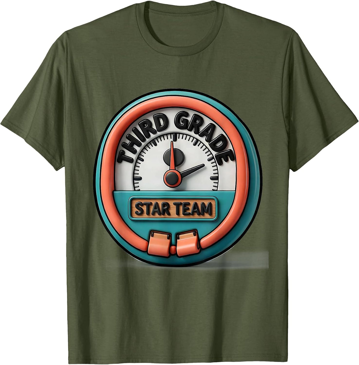 Men's Third Grade Star Team Funny Teacher Back to School Group T-Shirt - Olive Green