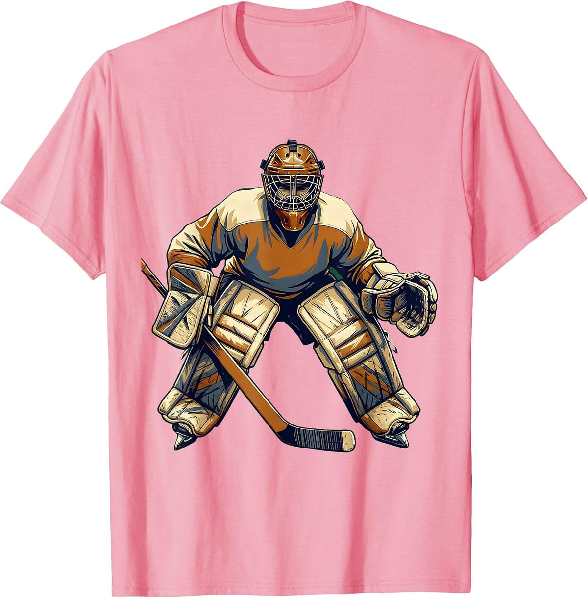 Men's Vintage Hockey Goalie Classic Leather Mask Graphic T-Shirt - Pink