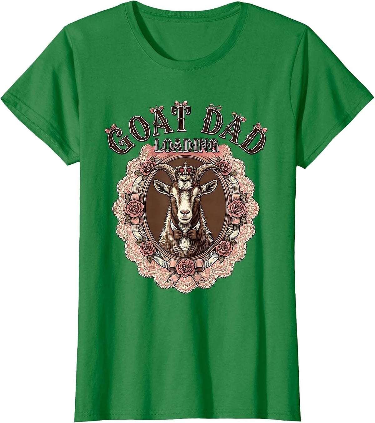 Women's Goat Dad Loading Funny Goat Parent Design T-Shirt - Kelly Green