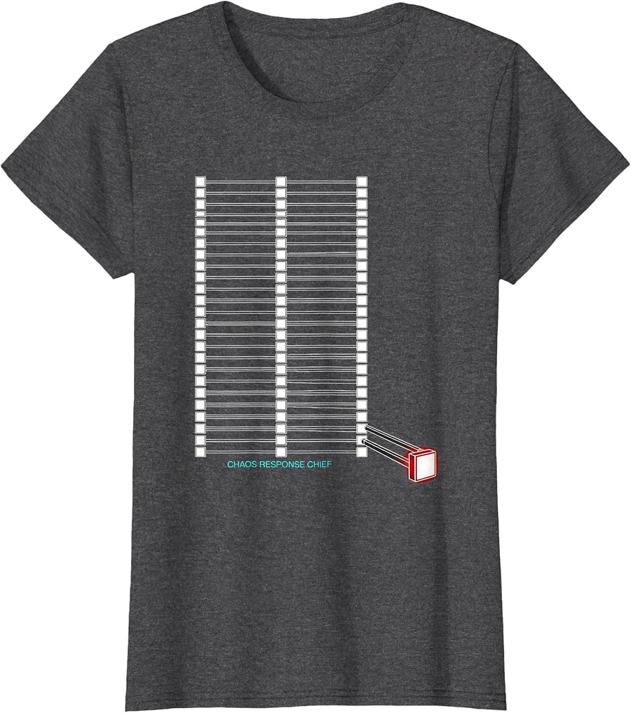 Women's Chaos Response Chief Funny Chaos Coordinator Workplace Humor T-Shirt - Dark Heather Grey