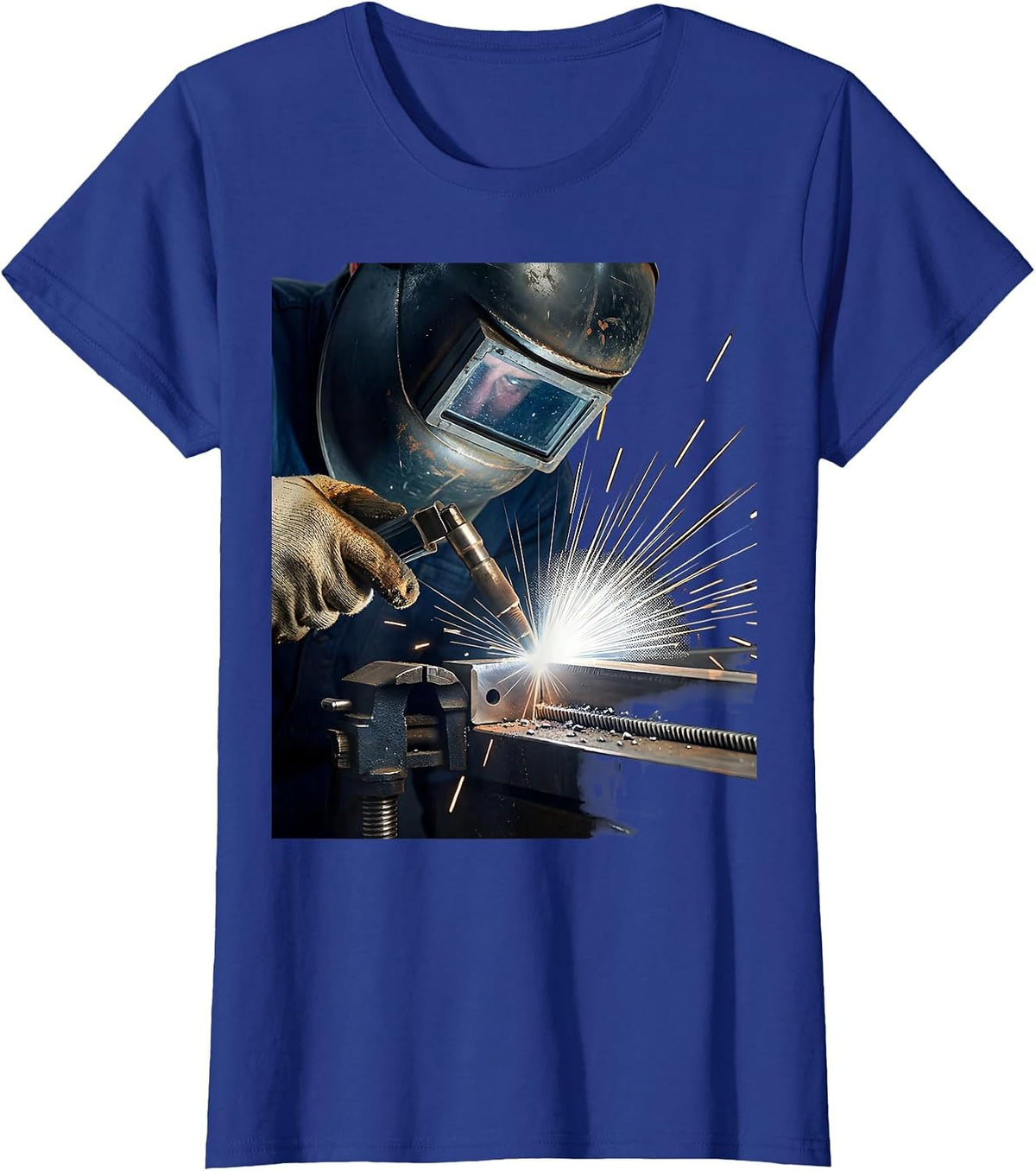 Women's Welding Hood Vintage Welder Metal Worker Humor T-Shirt - Royal Blue
