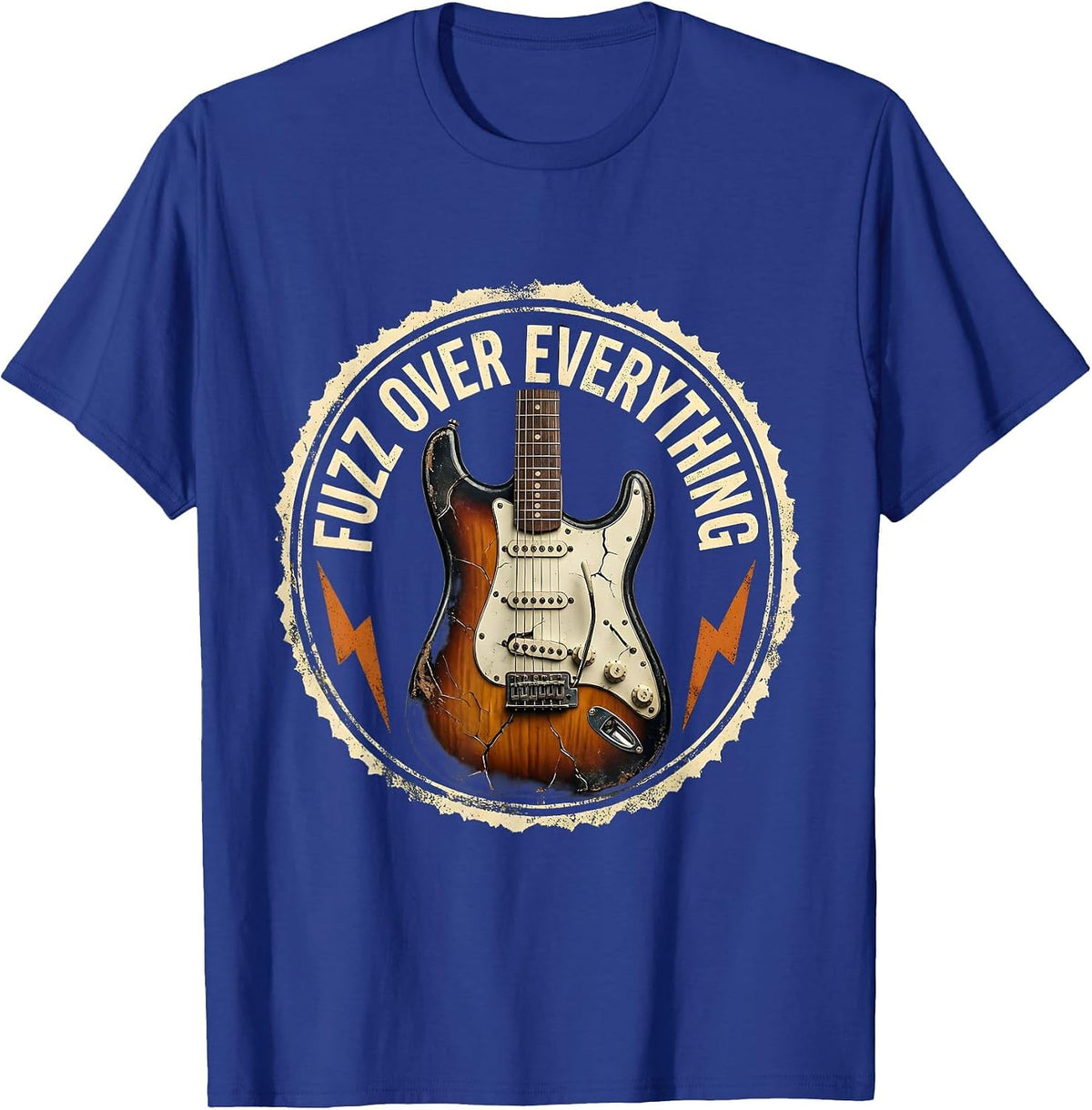Fuzz Over Everything Grunge Music Design T-Shirt - Royal Blue
