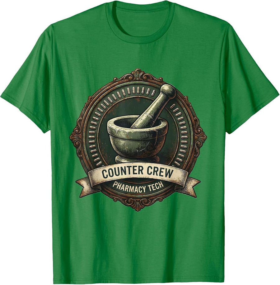 Men's Counter Crew Pharmacy Tech Vintage Pharmacy Tech Pun T-Shirt - Kelly Green