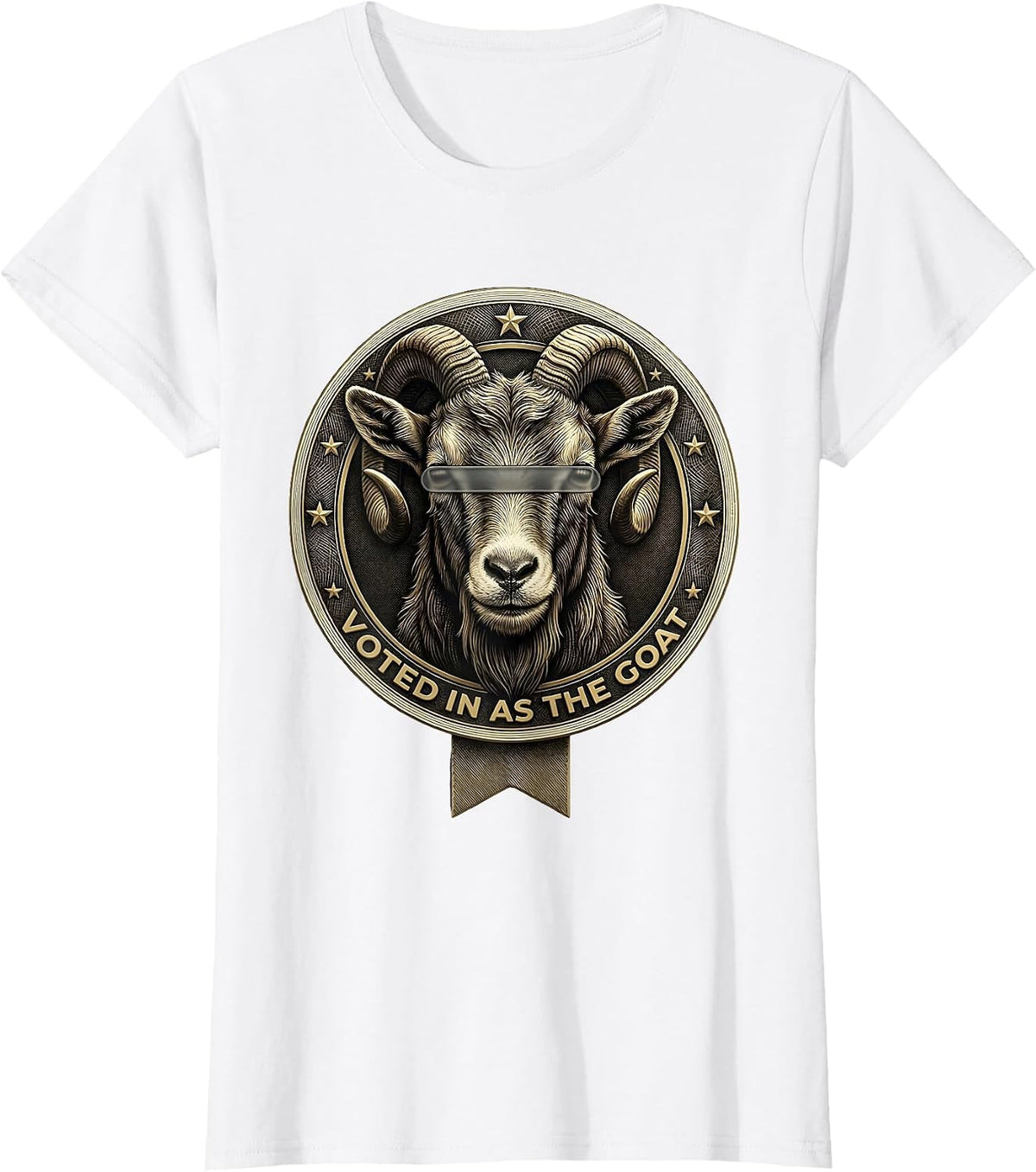 Women's Voted In As The Goat Cool Goat With Sunglasses Funny Animal T-Shirt - White