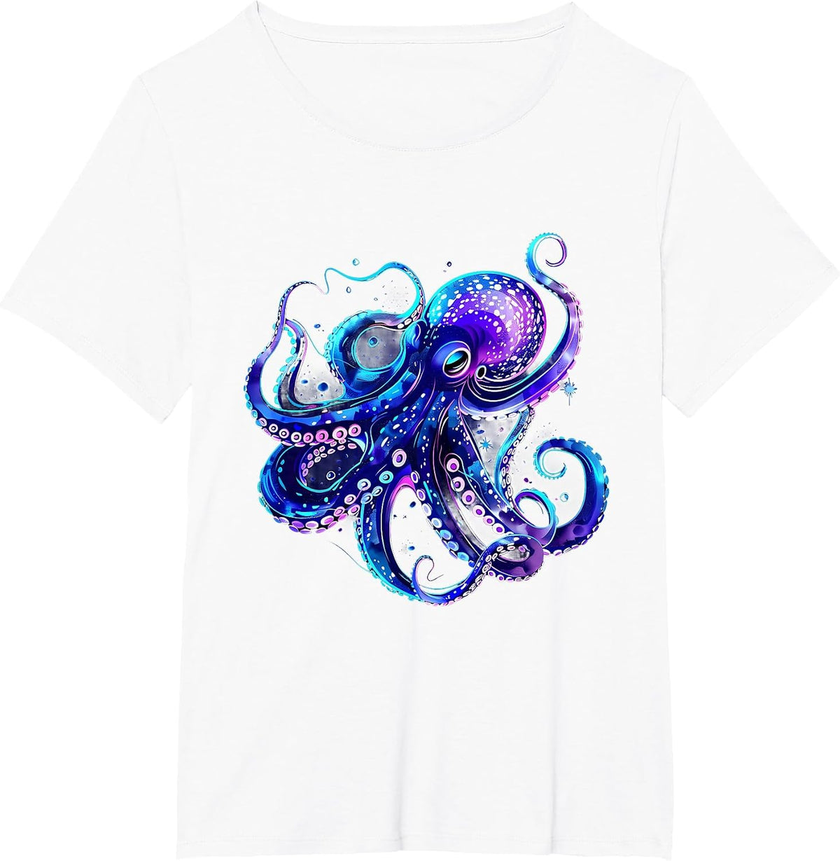 Octopus Artwork Sea Ocean Animal Lover Motif Sea Creature T-Shirt - White