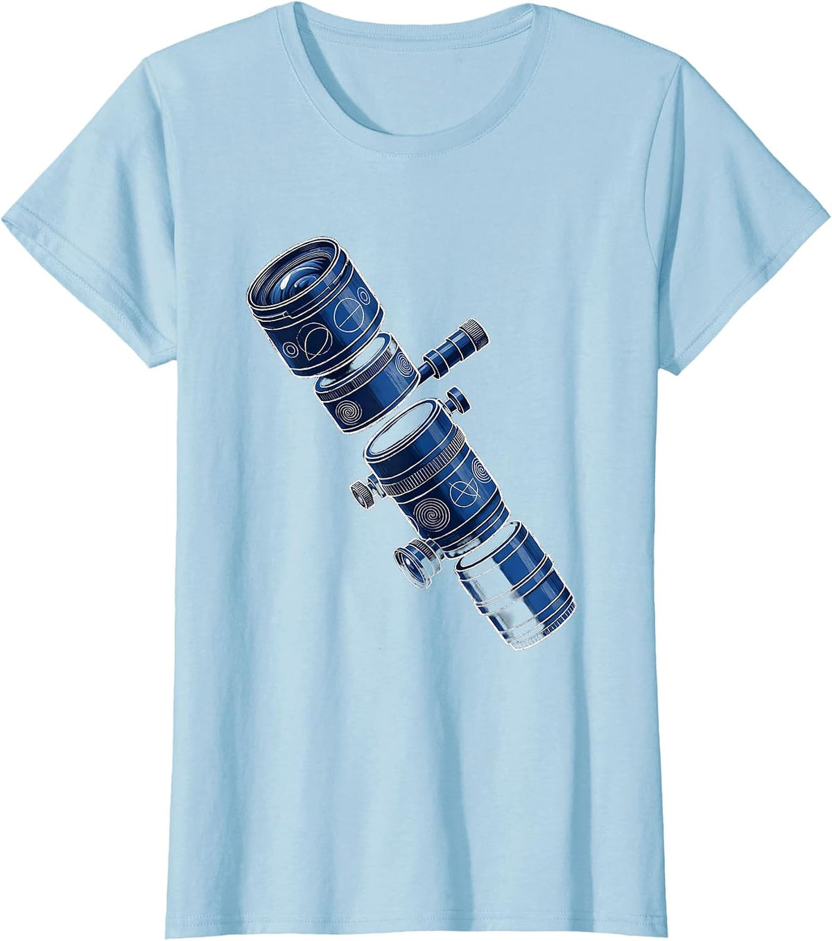 Telescope Math Equations Night Sky Science Design T-Shirt - Baby Blue