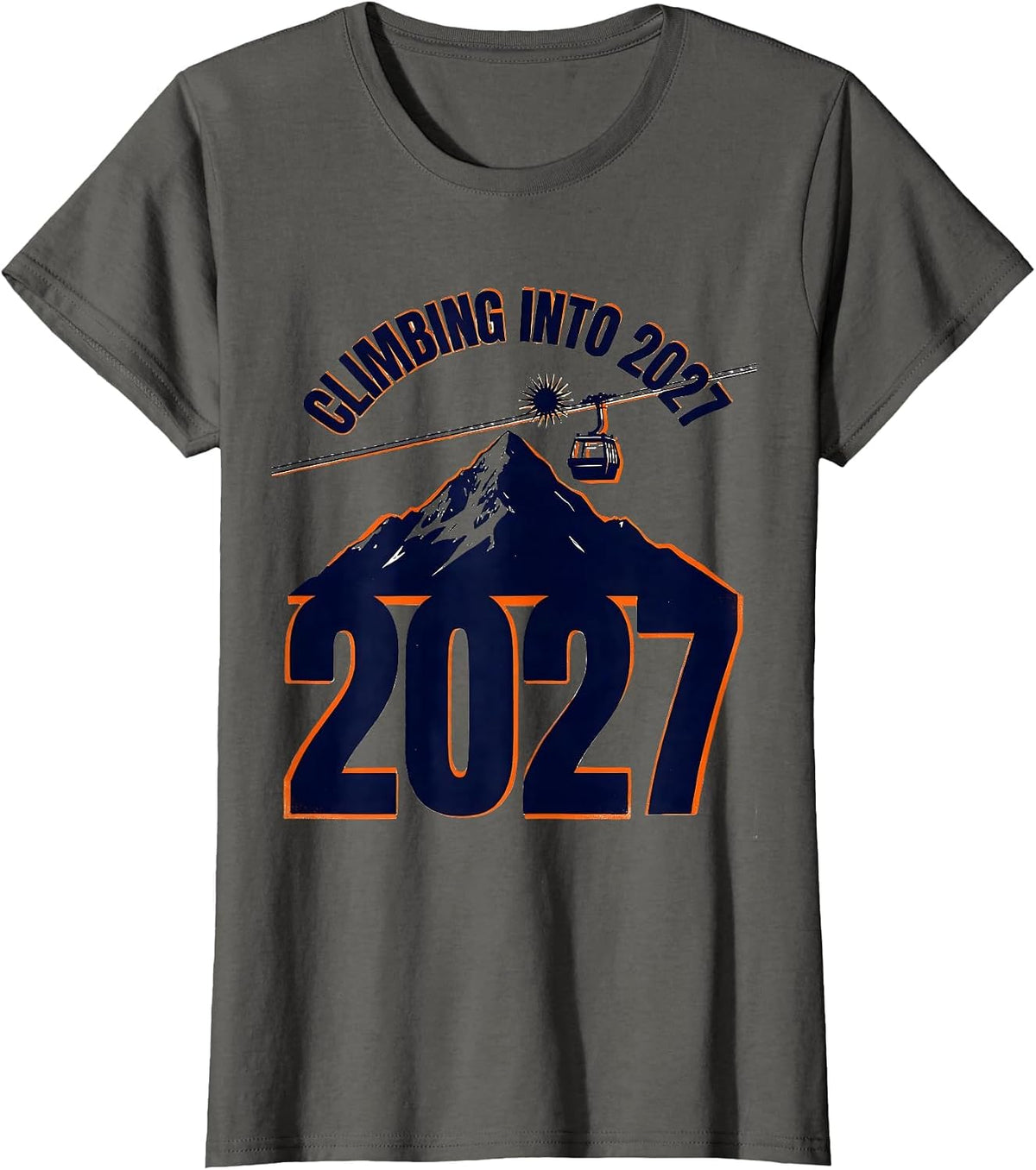 Women's Climbing Into 2027 Screenprint Poster New Year Family Party T-Shirt - Asphalt Grey