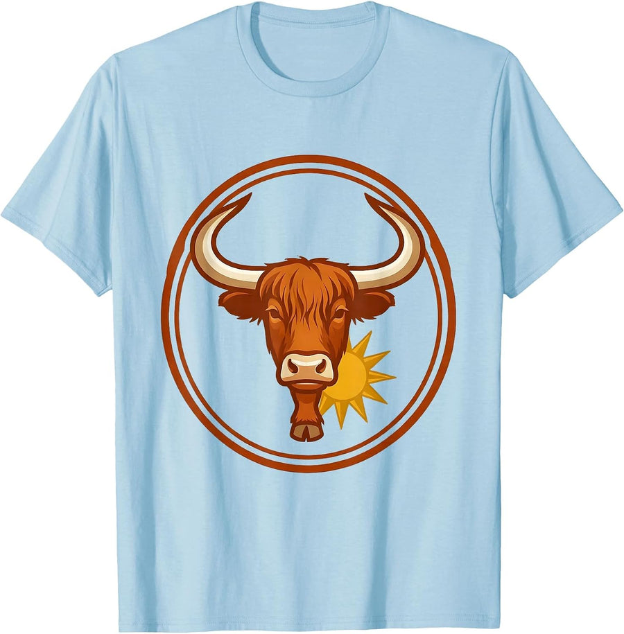 Men's Highland Cow Seal Editorial Conceptual Novelty Humor T-Shirt - Baby Blue