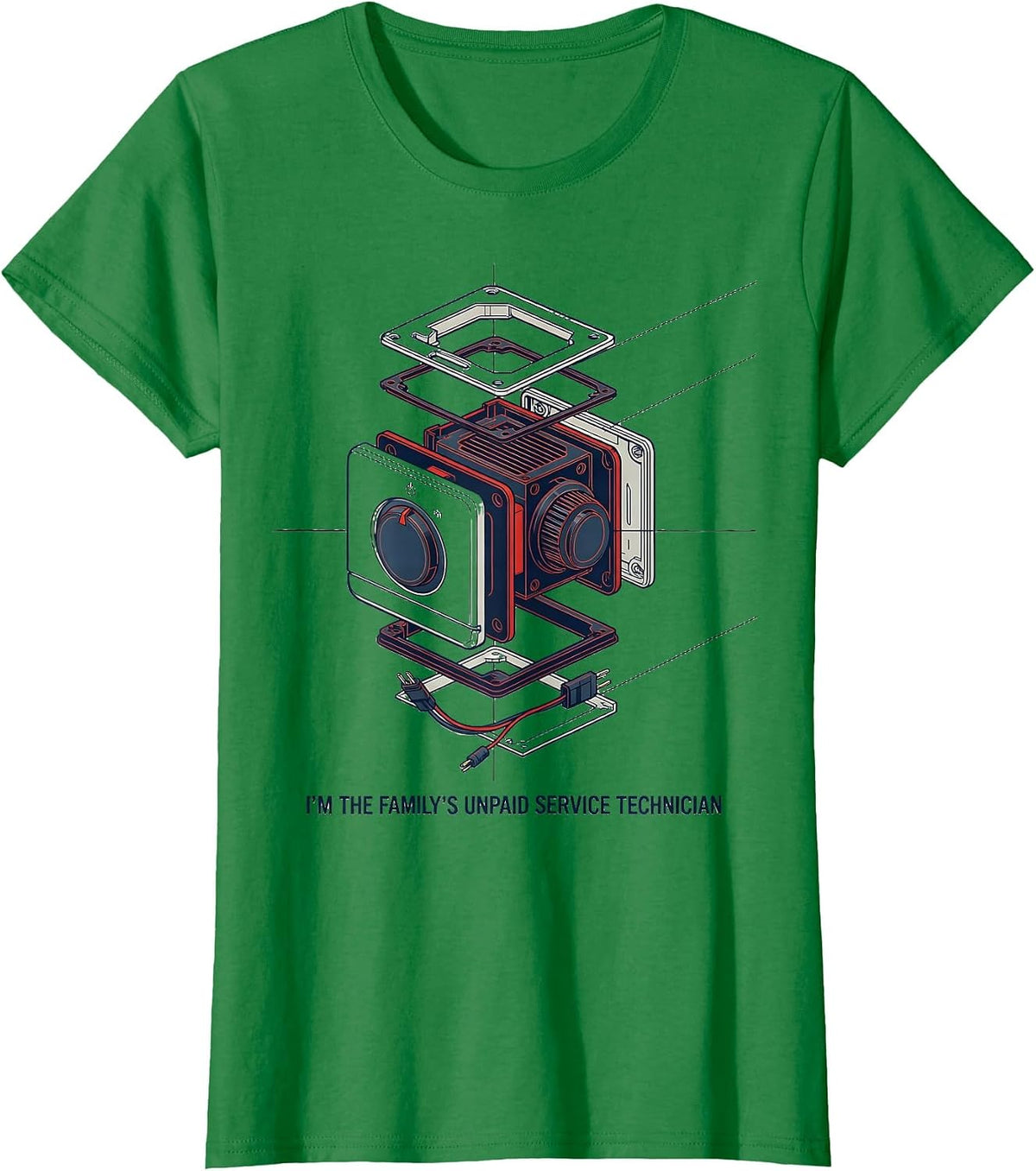 Women's I'm The Family's Unpaid Service Technician Funny IT Gift T-Shirt - Kelly Green