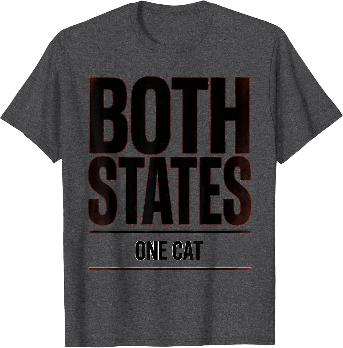 Men's Both States One Cat Funny Quantum Physics Science Geek Gift T-Shirt - Dark Heather Grey