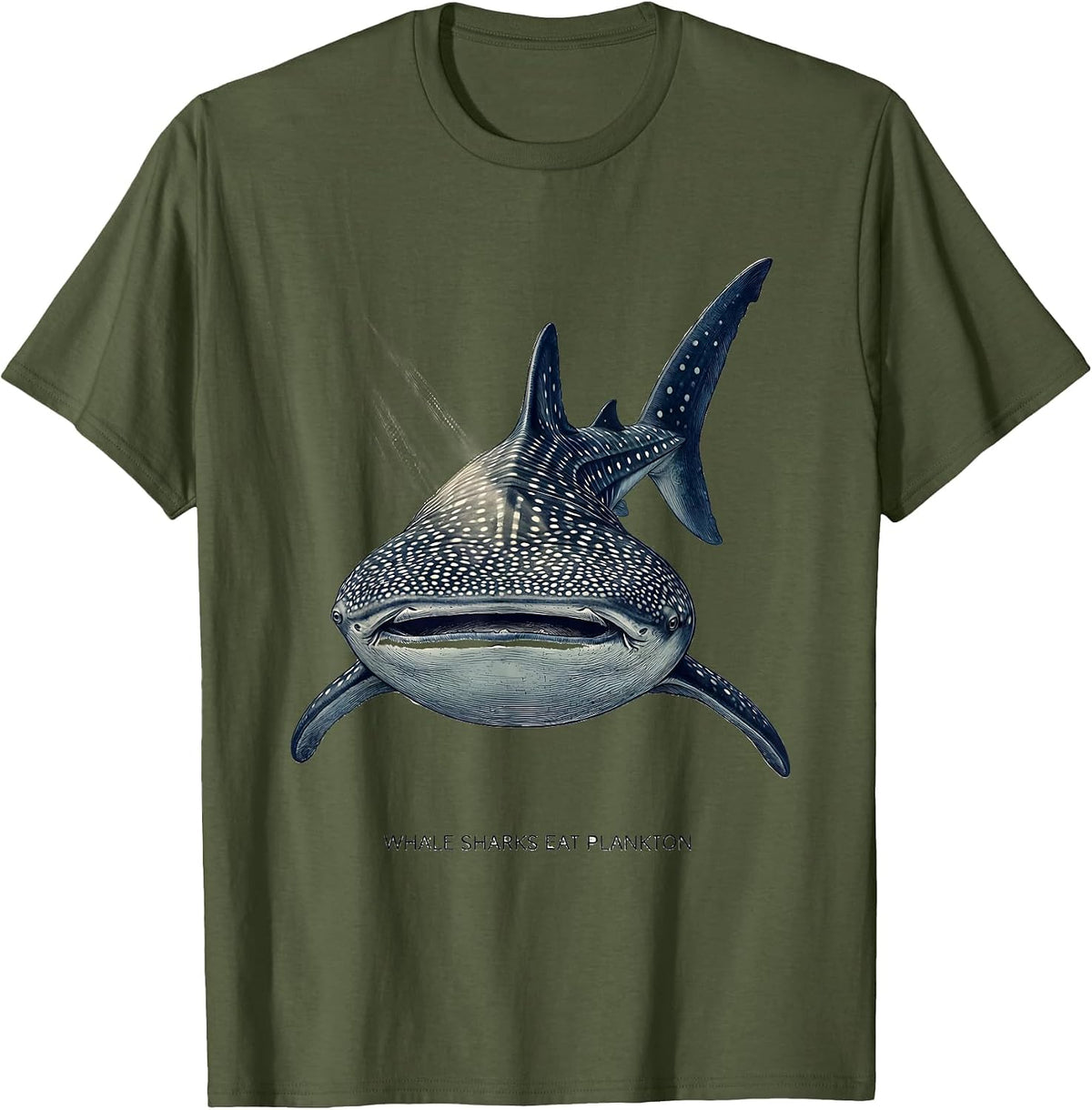 Whale Sharks Eat Plankton Funny Shark Lover Ocean Animal T-Shirt - Olive Green